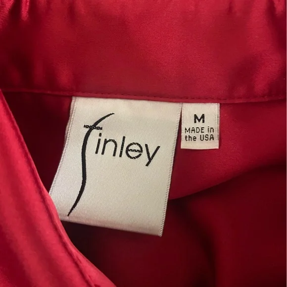 Finley | Long Sleeve Button Down Tiered Ruffle Satin-like Blouse. Size Medium - Picture 5 of 7